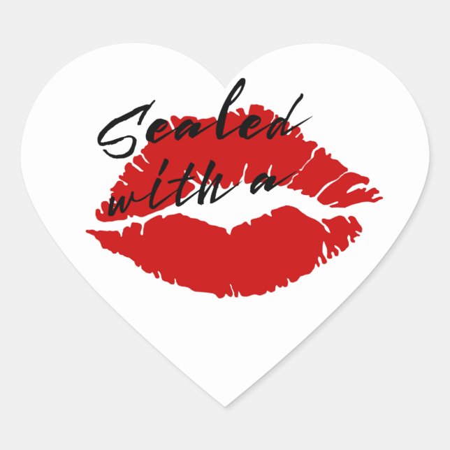 Sticker Cœur "Scellé avec un baiser" (Devant)