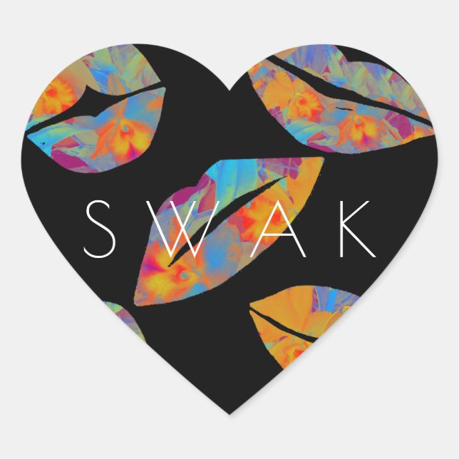 Sticker Cœur Scellé Avec Un Baiser - Style Tropical (Devant)