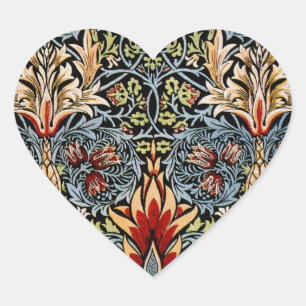 Sticker Cœur Schéma floral William Morris Snakeshead