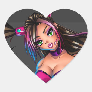 Sticker Cœur Sci Fi Anime Girl Nikki
