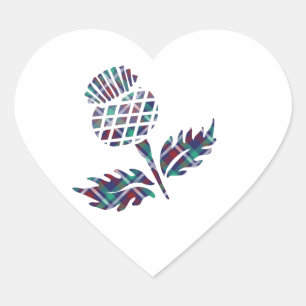 Sticker Cœur Scotland Cadeaux Scottish Thistle Tartan Plaid Cad