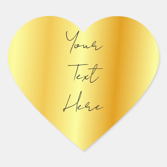 Sticker Cœur Script Calligraphié Faux Gold Ajouter Votre Texte  (Devant)