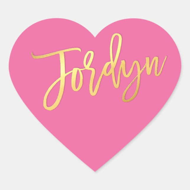 Sticker Cœur Script or turquoise BAT MITZVAH HEART JORDYN (Devant)
