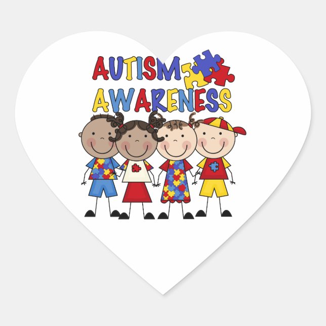 Sticker Cœur Sensibilisation sur l'autisme pour enfants (Devant)