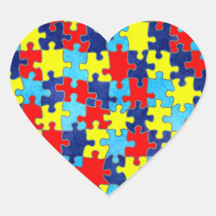 Sticker Cœur Sensibilisation sur l'autisme-Puzzle par Shirley T