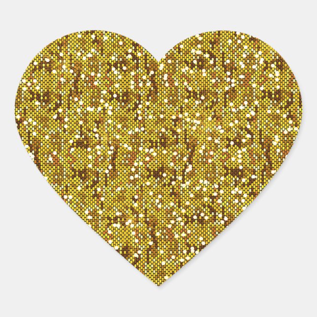 Sticker Cœur Séquence de Glitterie Or Faux Confetti (Devant)