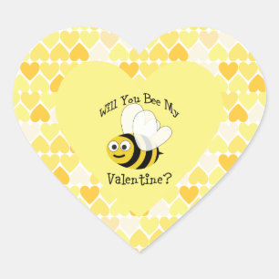 Sticker Cœur Serez-vous mon arrière - plan Saint Valentin Jaune