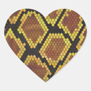 Sticker Cœur Serpent Brown et impression or