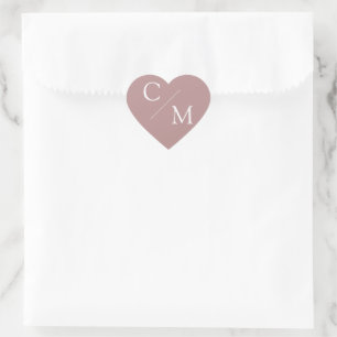 Sticker Cœur Serviette à monogramme simple et élégant