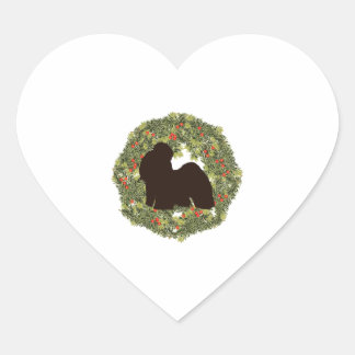 Sticker Cœur Shadow Silhouette Shih Tzu dans une couronne