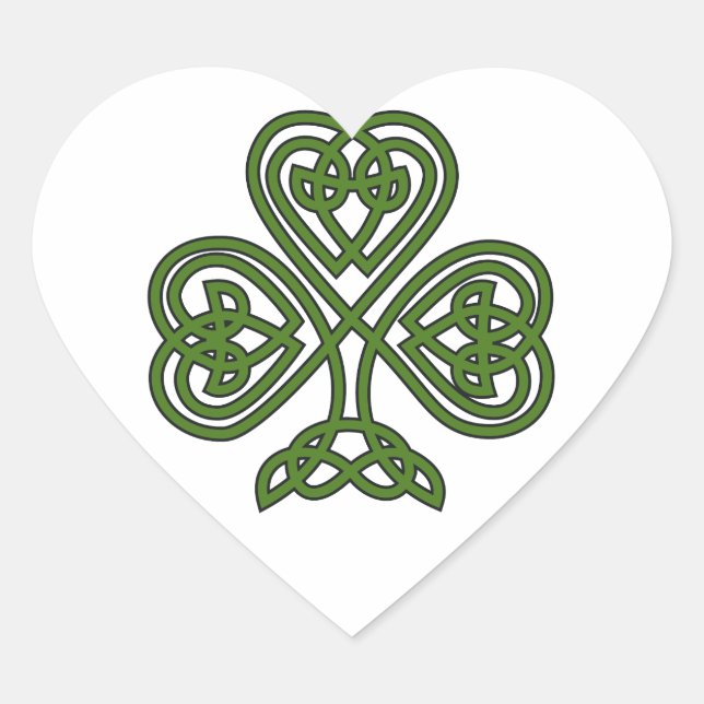 Sticker Cœur Shamrock celte - Jour de la Saint Patrick (Devant)