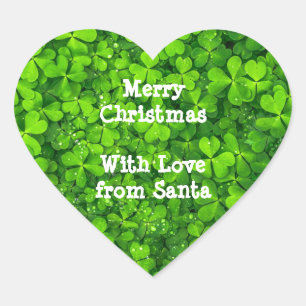 Sticker Cœur Shamrock de Noël Clovers Green Irish Irlande