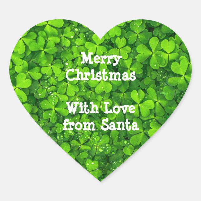 Sticker Cœur Shamrock de Noël Clovers Green Irish Irlande (Devant)
