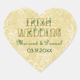 Sticker Cœur Shamrock et Mariage irlandais d'or