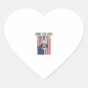 Sticker Cœur Shih Tzu Papa Drapeau Patriotique Vintage T-Shirt