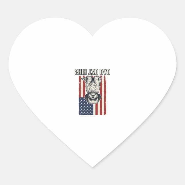 Sticker Cœur Shih Tzu Papa Drapeau Patriotique Vintage T-Shirt  (Devant)