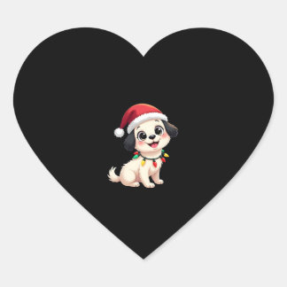 Sticker Cœur Shih Tzu Santa Christmas Tree Lights Xmas Dog Love