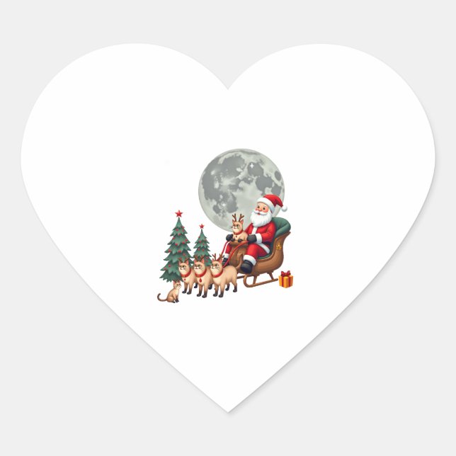 Sticker Cœur Siamese Reindeer Christmas Siamese Cat Lover Gifts (Devant)