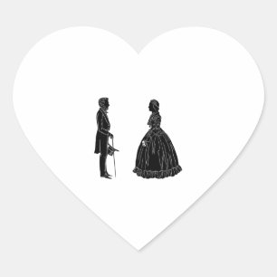 Sticker Cœur silhouette d'abraham lincoln mary todd lincoln