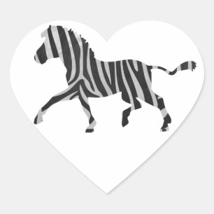 Sticker Cœur Silhouette noir et gris clair Zebra