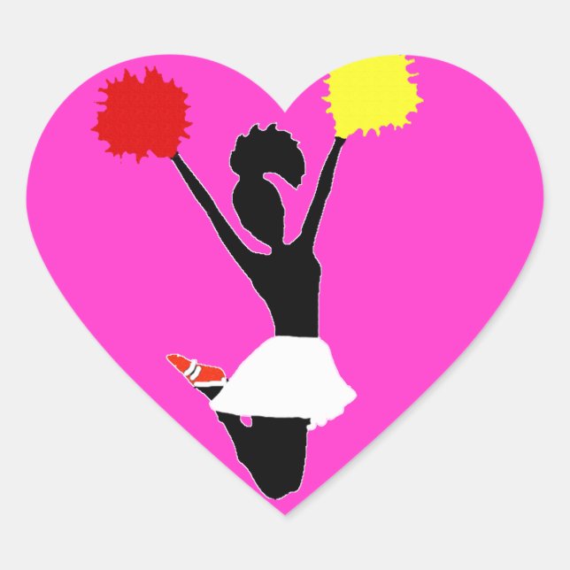 Sticker Cœur Silhouette pom-pom girl (Devant)