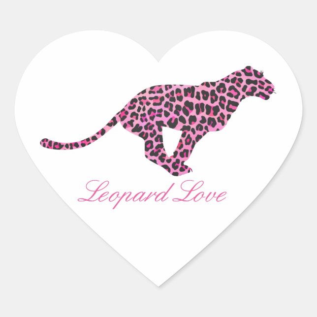 Sticker Cœur Silhouette rose et léopard noir (Devant)