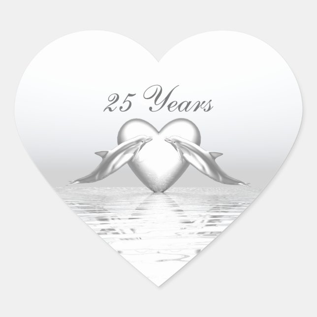 Sticker Cœur Silver Anniversary Dolphins et Heart (Devant)