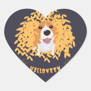 Sticker Cœur Simple Elegant Mignonne mon chien et halloween