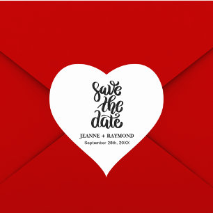 Sticker Cœur Simple Élégant Script Sauvegarder La Date Mariage