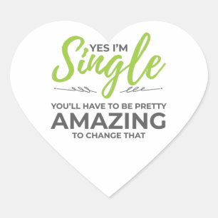 Sticker Cœur Singles amusants pour les femmes Oui Je ne rencont