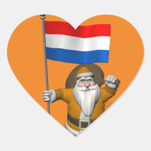 Sticker Cœur Sinterklaas Avec Ensigne De Pays-Bas