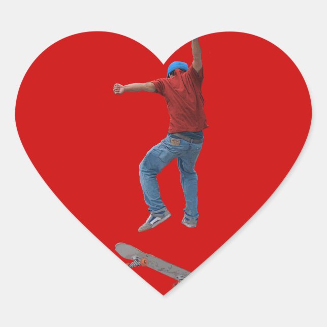 Sticker Cœur Skateboarder obtenir quelques Air Action Street Ku (Devant)