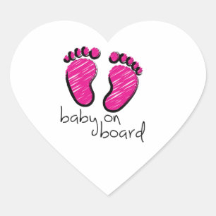 Sticker Cœur Slogan baby girl on board - bébé fille à bord