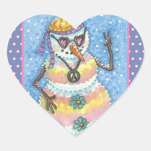 Sticker Cœur SNOWMAN super, SIGNE DE PAIX BÂTIMENTS DE NOËL (Devant)