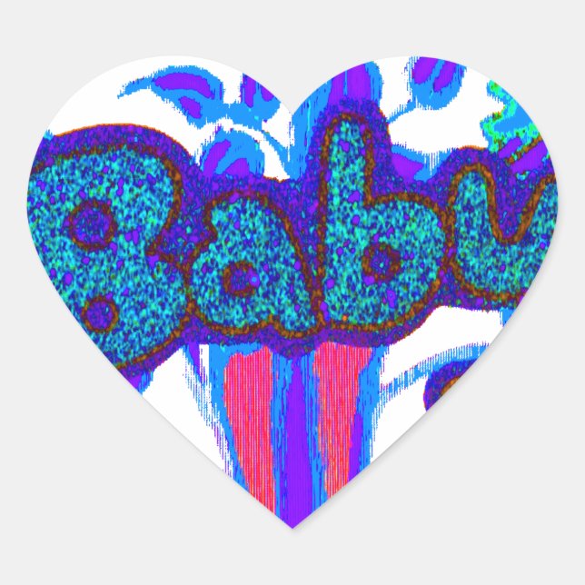 Sticker Cœur Soft Cyan Blue Flower Art : A Baby's Touch. (Devant)