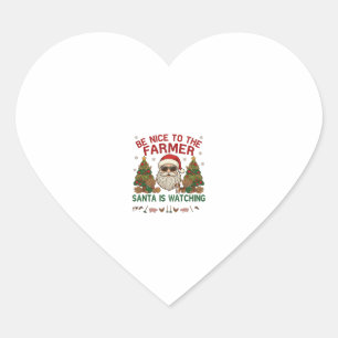 Sticker Cœur Sois Gentil Fermier Père Noël Animaux de Ferme de 
