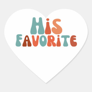 Sticker Cœur Son Cadeau de Mariage Coloré Rétro Groovy Préféré 