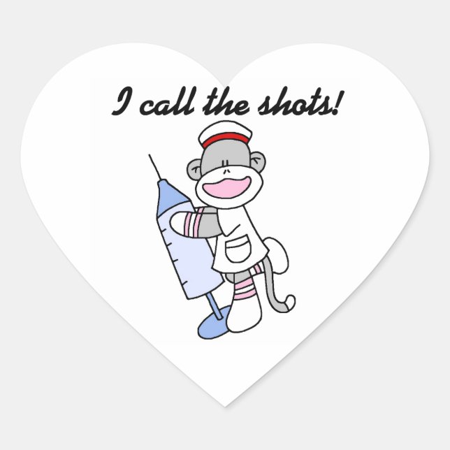 Sticker Cœur Soq Singe Infirmière J'appelle les coups cadeaux (Devant)
