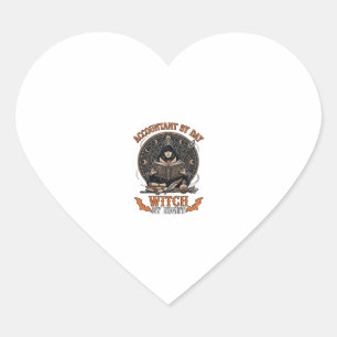 Sticker Cœur Sorcière de jour de comptable nuit livre de magie 