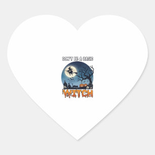 Sticker Cœur Sorcière Ne Sois Pas De Base Halloween Lune Chat C