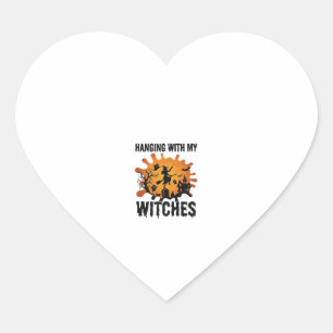 Sticker Cœur Sorcières Pendues Broom de Sorcière d'Halloween Ma