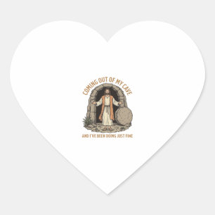 Sticker Cœur Sortir de ma grotte drôle chrétien vintage shirt