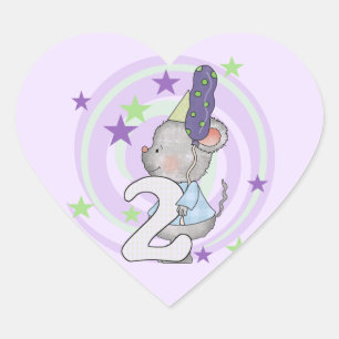Sticker Cœur Souris 2e anniversaire T-shirts et cadeaux