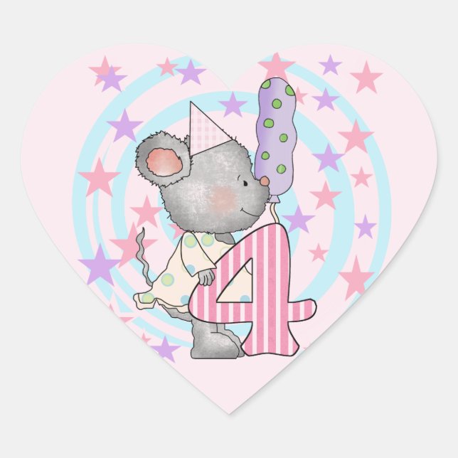 Sticker Cœur Souris 4e anniversaire T-shirts et cadeaux (Devant)