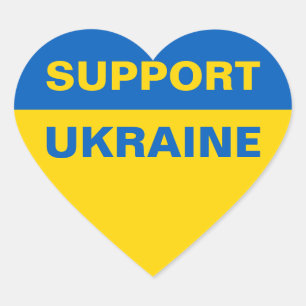 Sticker Cœur Soutenez le drapeau ukrainien