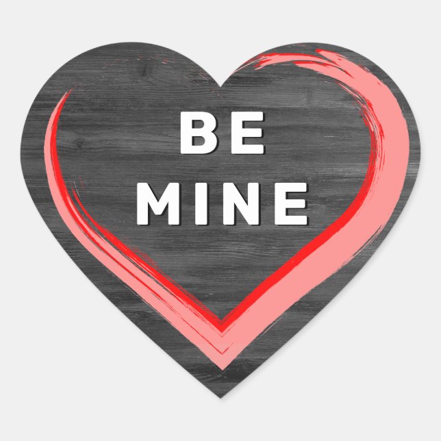 Sticker Cœur Soyez à la mienne Saint Valentin`s Day Rustic Wood (Devant)
