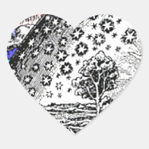 Sticker Cœur Sphère céleste complexe Soleil Lune Étoiles Planèt