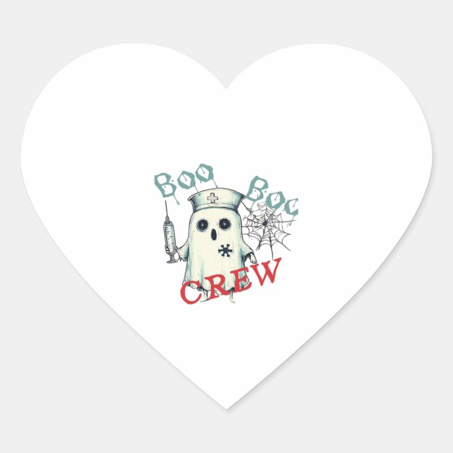 Sticker Cœur Spooky Nurse Ghost Haunted Hospital Crew Ghostly N (Devant)