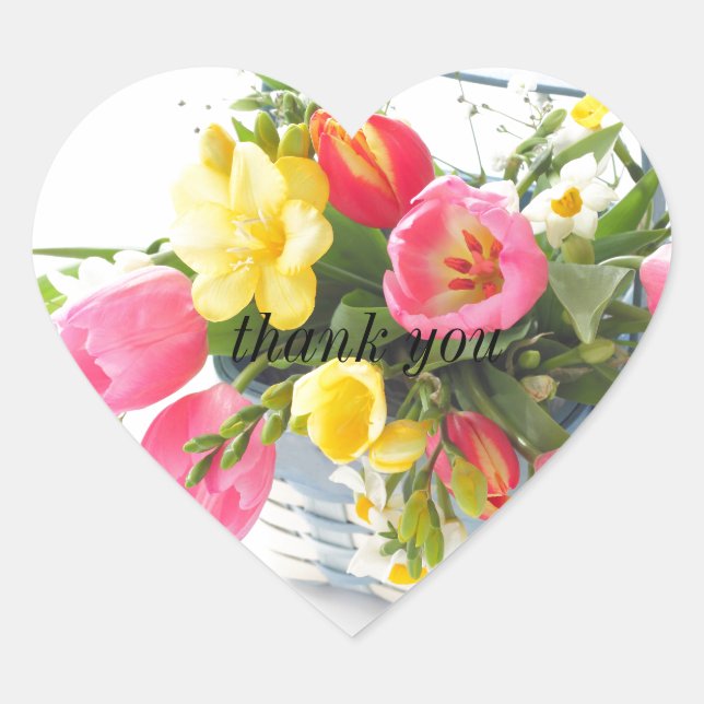 Sticker Cœur Spring flowers in basket (Devant)