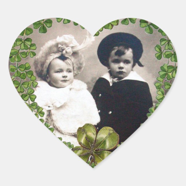 Sticker Cœur ST.PATRICK SHAMROCK MODÈLE PHOTO MARIAGE du coeur (Devant)